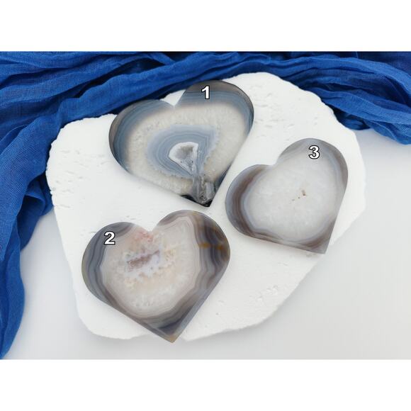 Druzy Agate Flat Heart Crystal Carving - Picture 10 of 11